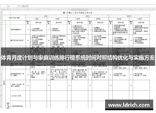 体育月度计划与家庭训练排行榜系统时间对照结构优化与实施方案